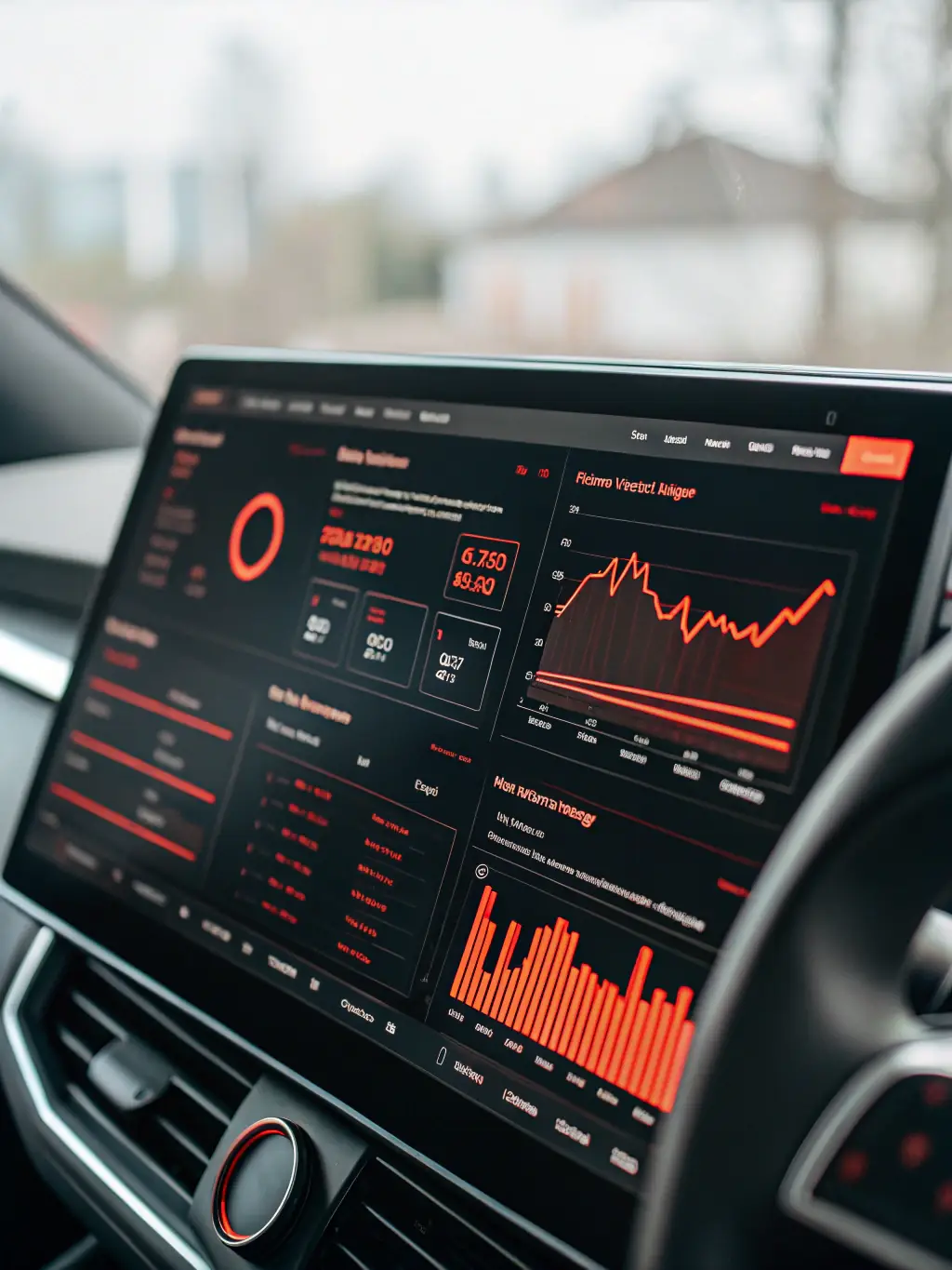An image showcasing the telematics dashboard with real-time vehicle tracking and analytics, highlighting key metrics and data visualizations.